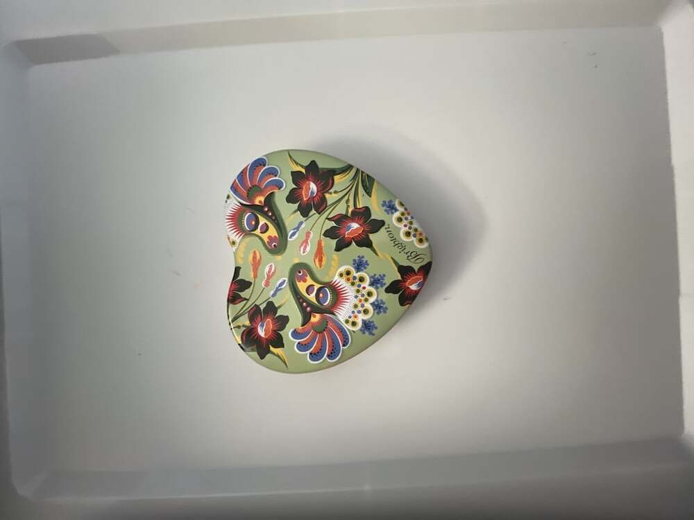 Brighton Floral Heart Shaped Lidded Tin Jewelry Trinket Box